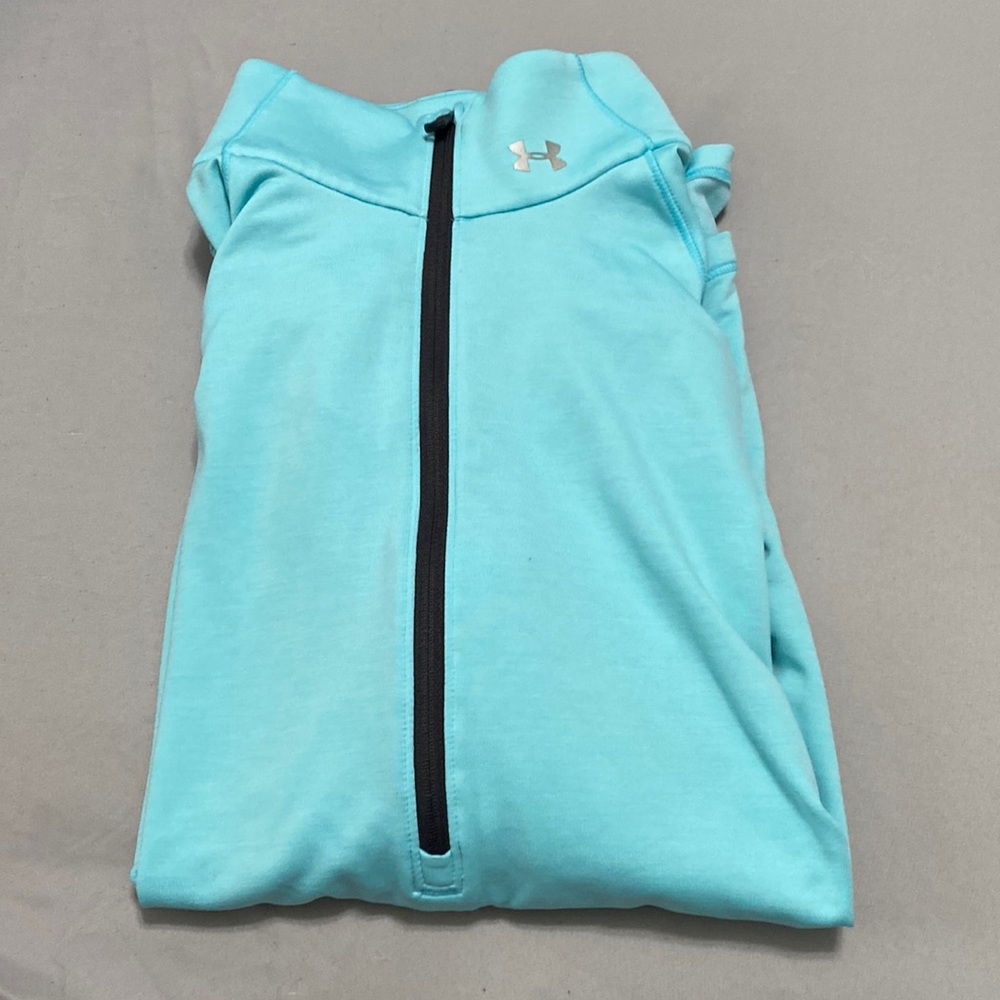 light blue/teal- under armour, quarter zip, athletic sweater